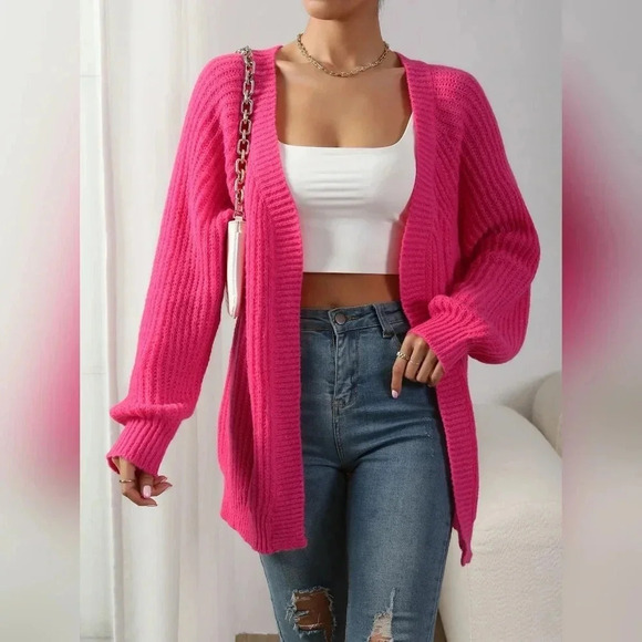 Ribbed Knit Raglan Sleeve Duster Cardigan - Picture 4 of 6